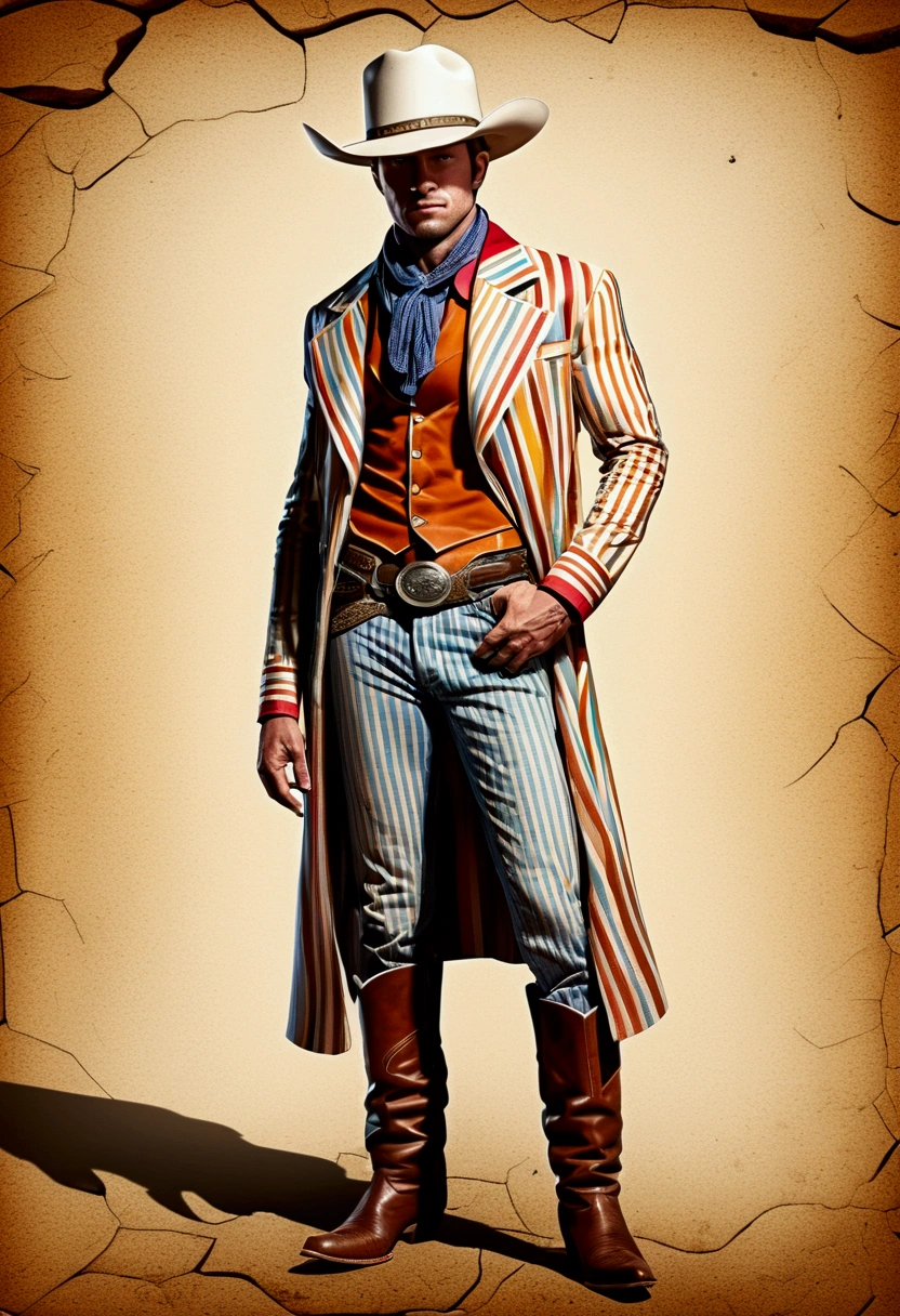 (Western Cowboy with hat), hand drawing cartoon style 2d stick figure, full body, award-winning, cinematic still, emotional, vignette, dynamic, vivid, (masterpiece, best quality, Professional, perfect composition, very aesthetic, absurdres, ultra-detailed, intricate details:1.3)