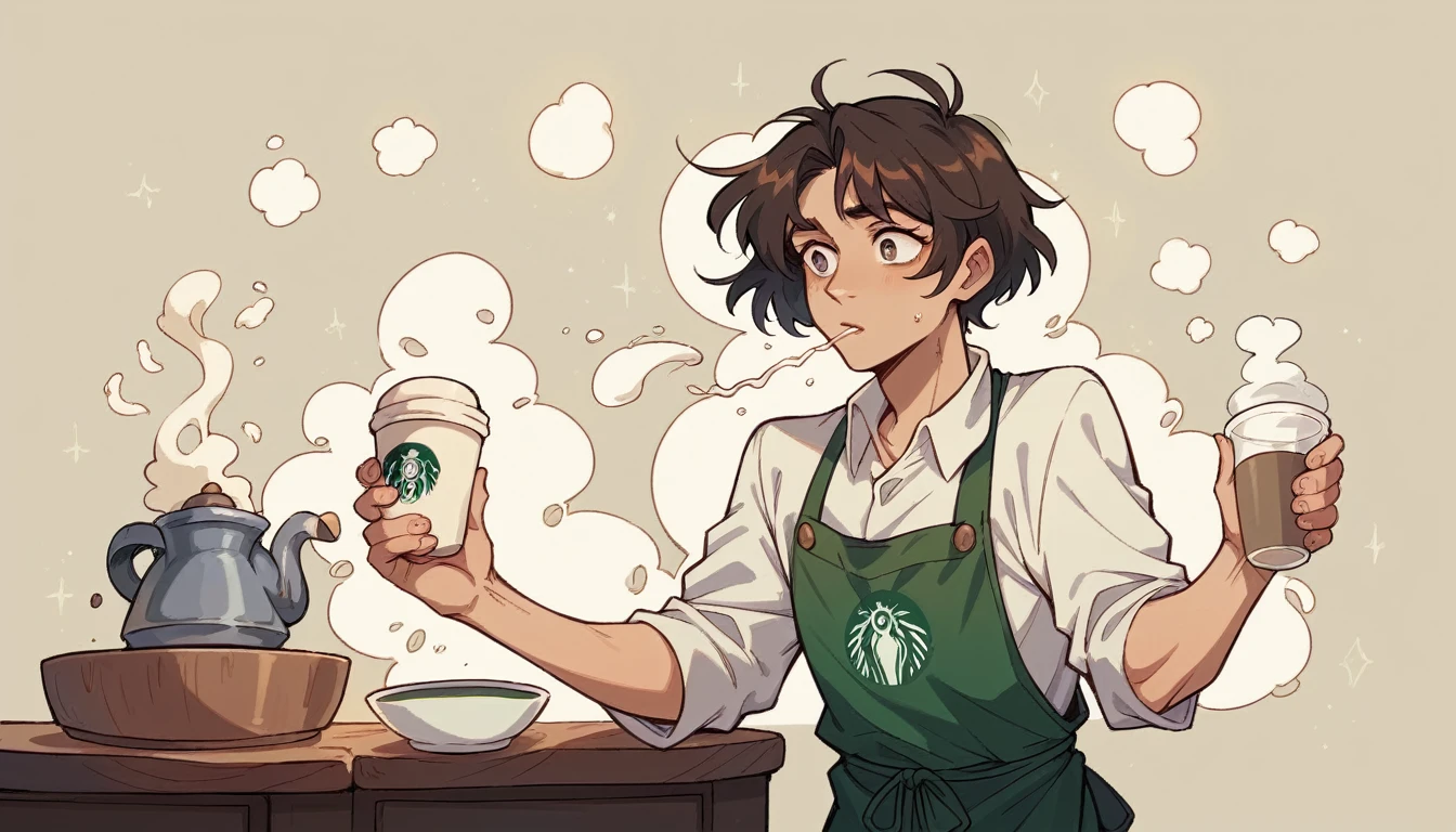 A stunning artwork showcasing the delicate process of latte art creation, the barista's hands expertly pouring steamed milk into a cup of espresso, forming intricate patterns and designs, the scene bathed in soft cafe lighting, the anticipation of a perfectly crafted latte,