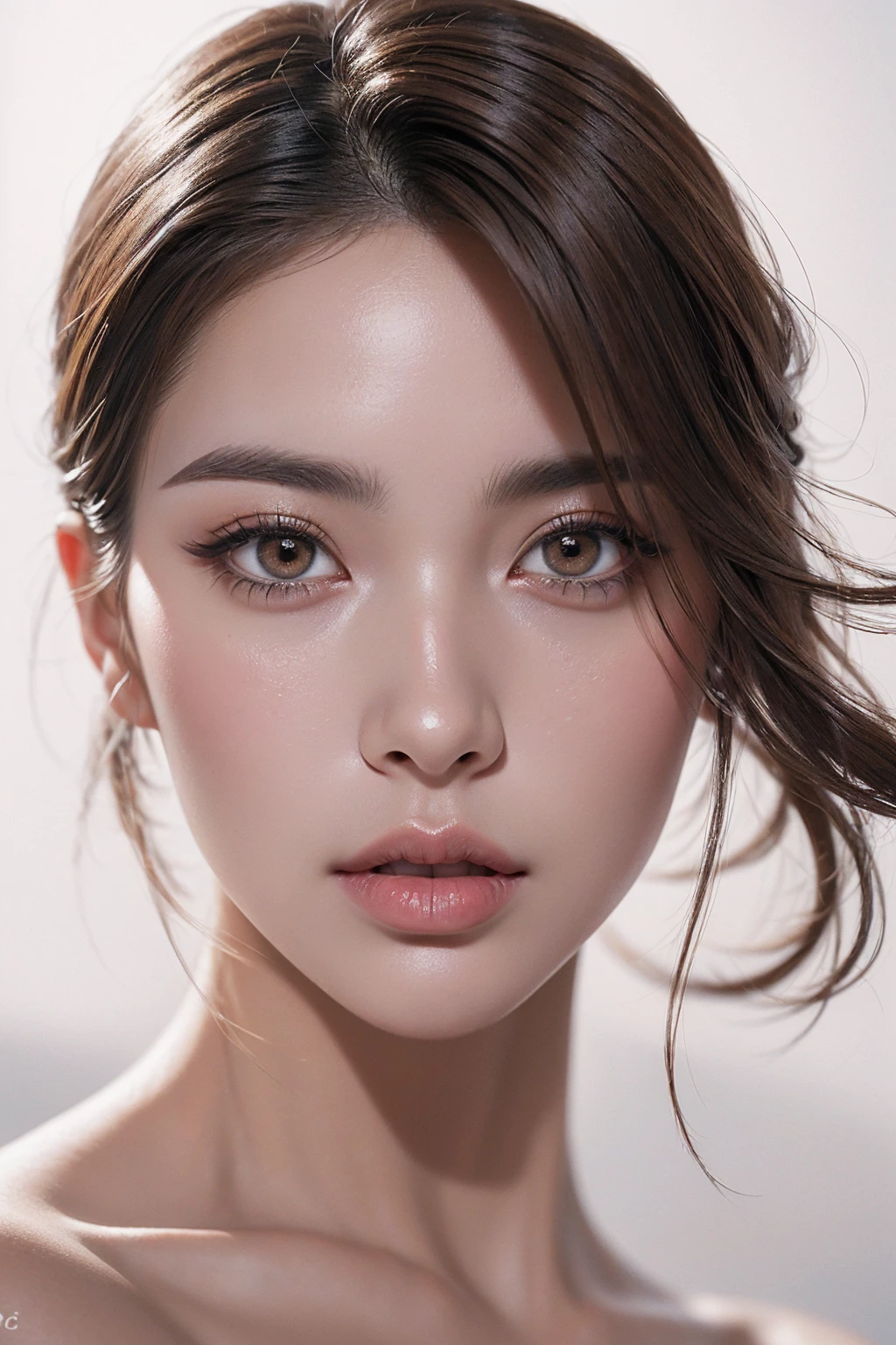 photorealistic Realism 8K Quality, (highest-res, Realistic eyes, absurd quality), ([long(lashes)|perfect(eyeshadows)]:[|blue|pink]), ((clear no blur and sharp perfect round realistic brown_eyes:1.22), ultra details),