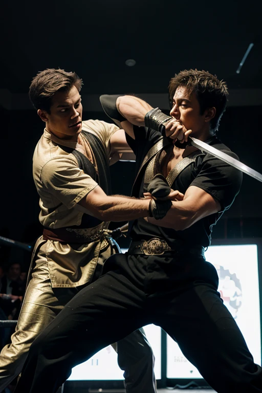 Picture of two men fighting with swords