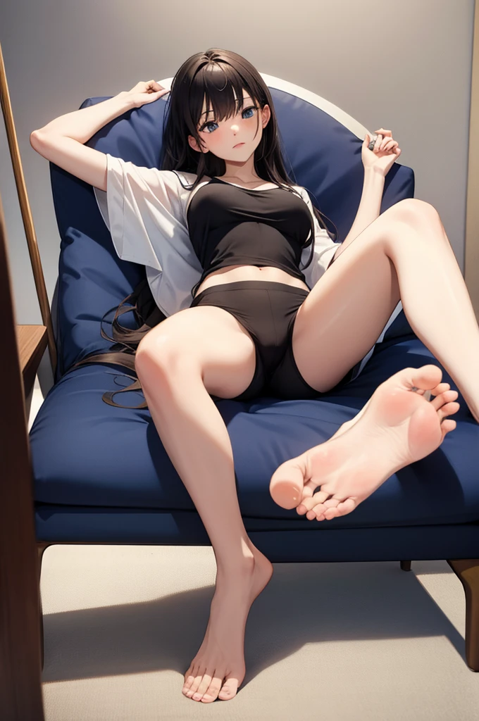 feet up, lying