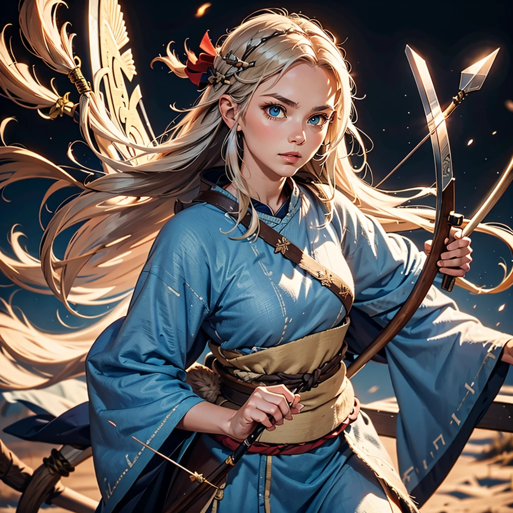 Scandinavian viking shaman with bow and arrow