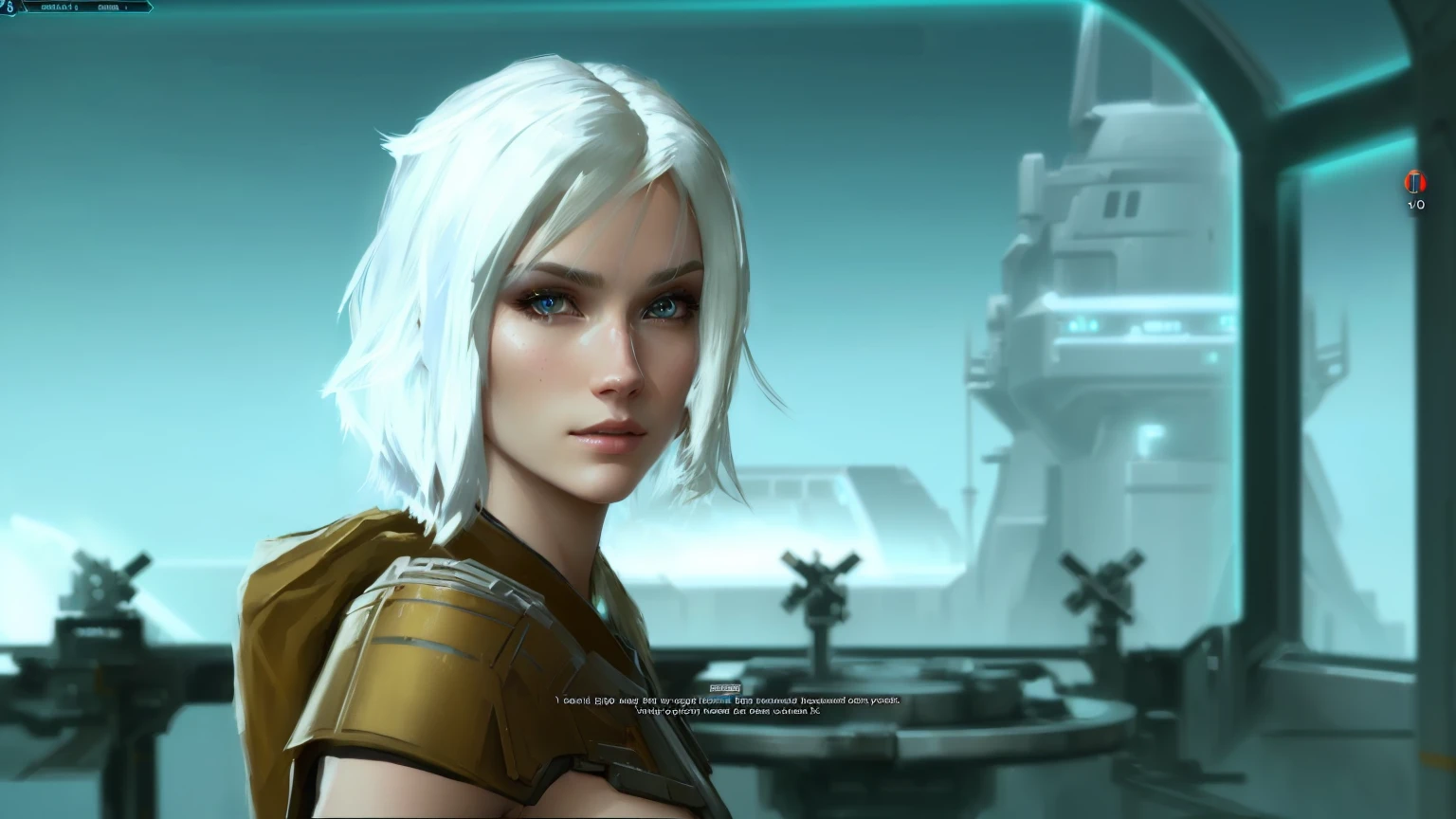 blonde Jedi Woman, HD screenshot, attractive sci-fi face, Girl with silver hair, Character close up, female character, Beautiful screenshot, perfect white-haired girl,