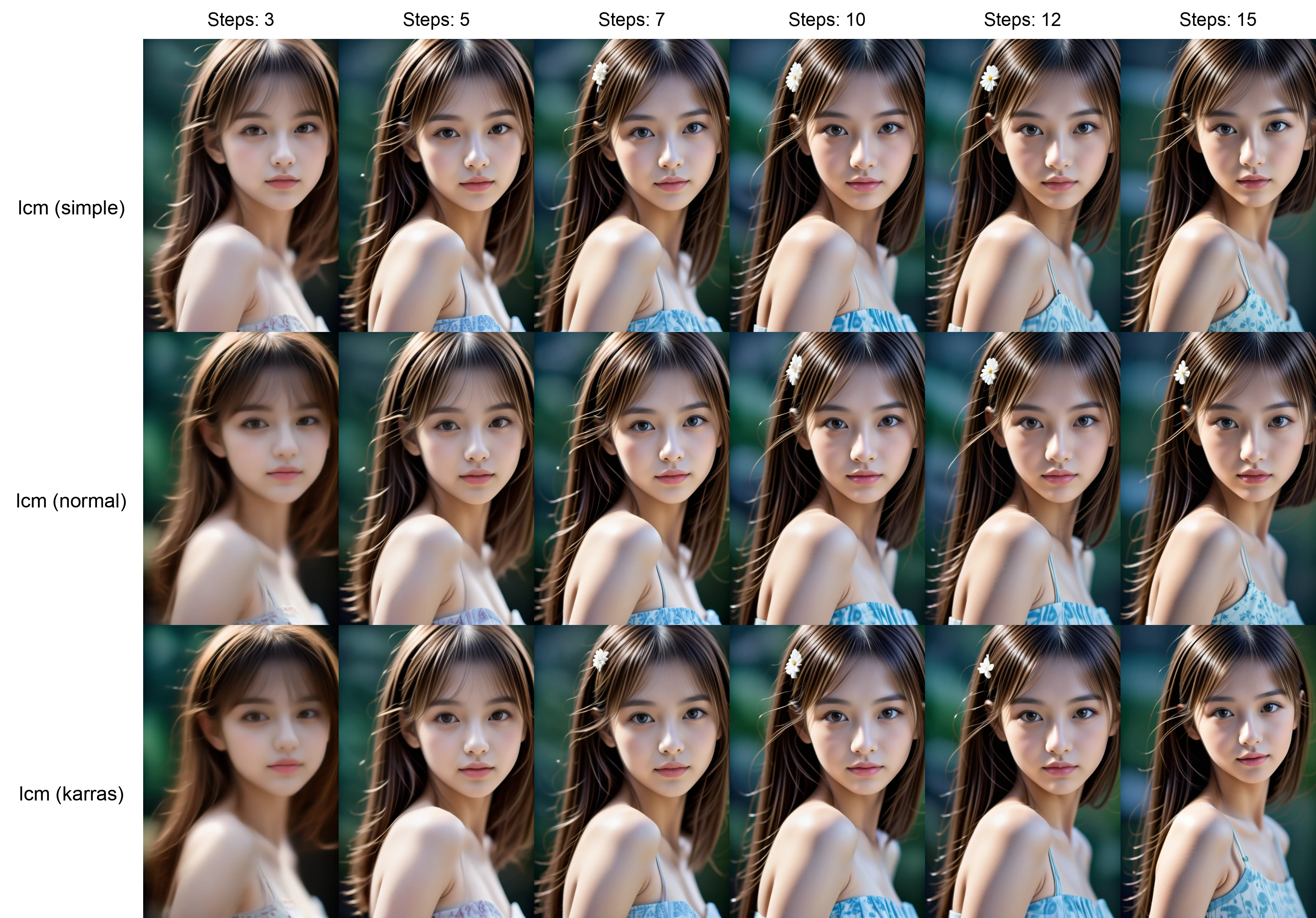 XY Plot(step x Sampler) of Cute Japanese 1.3 for Beautiful Realistic Asians 7