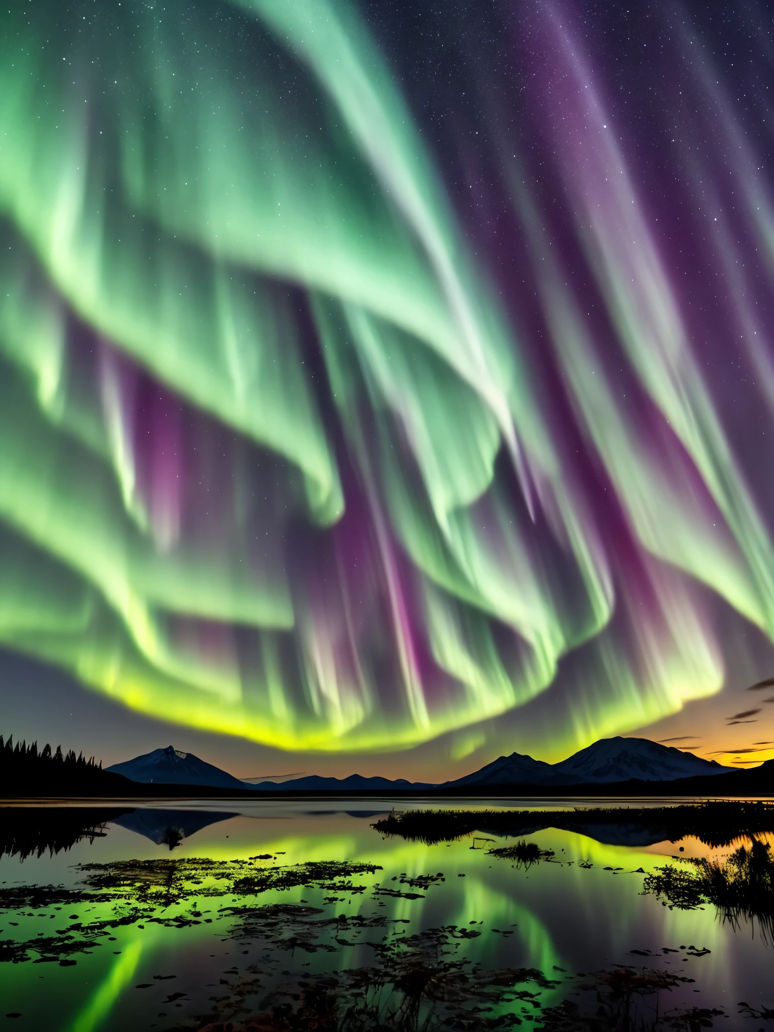 the aurora bore over a lake with mountains in the background, northern lights, with aurora borealis in the sky, aurora borealis, ❤🔥🍄🌪, by Harald Giersing, by Sven Nordqvist, by Anato Finnstark, dramatic aurora borealis, by Daren Bader, by Anton Lehmden, by Peter Madsen