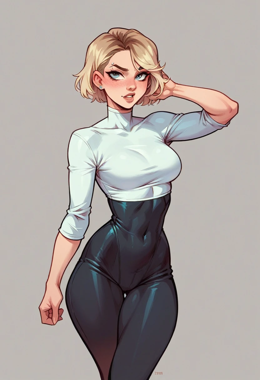 Gwen Tennyson in very tight clothes 