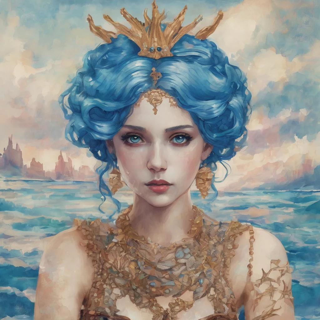 blue haired mermaid princess