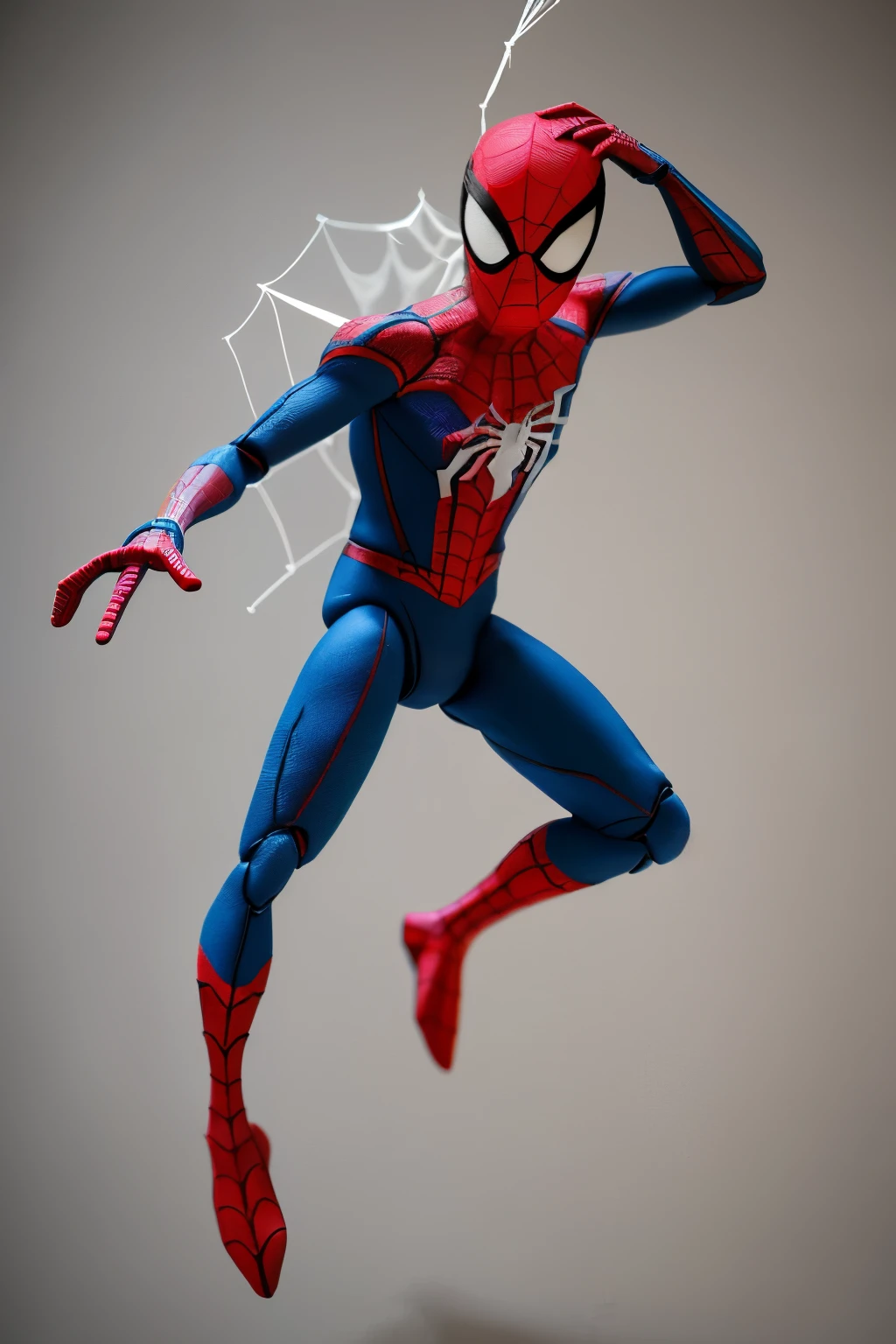 spider man doll with mask jumping releasing web that shows the body for 3d printing