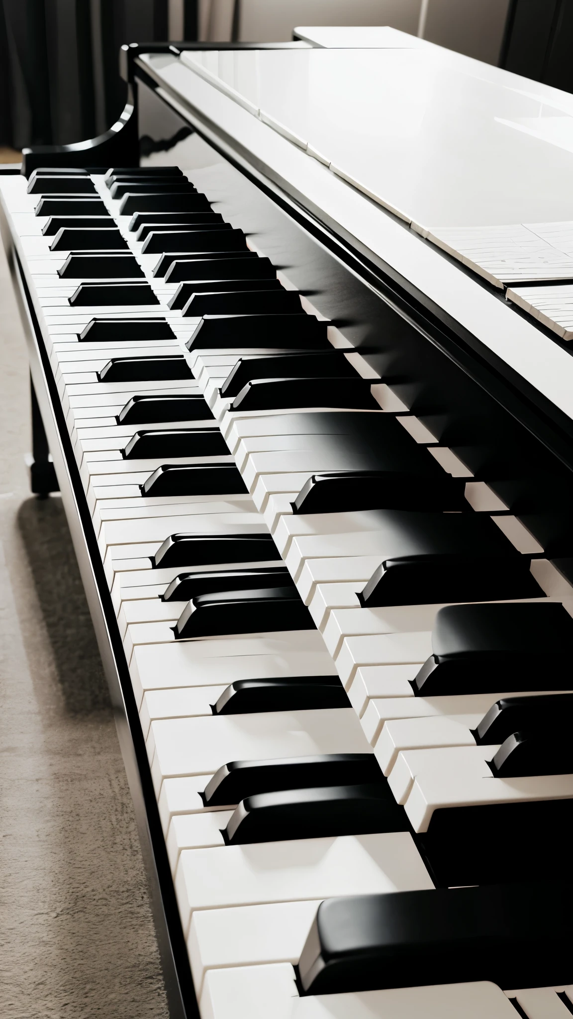 Only 3 piano keys black and white scribble drawing 