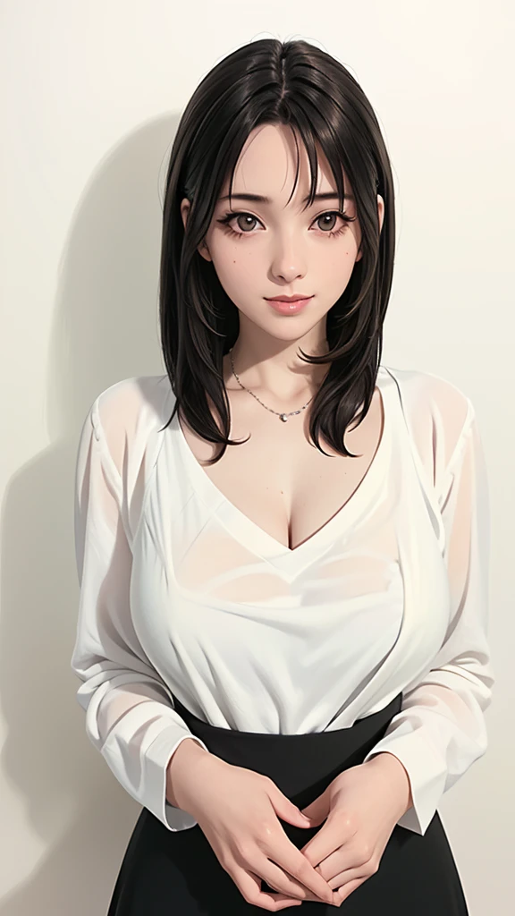 (（（Perfect body,White and tender skin,（（（White wool cardigan and black skirt,）））,（（（Luxueqi，Facial marks,Black Hair）））,((masterpiece)),high resolution, ((Best quality at best)),masterpiece,quality,Best quality,（（（ Exquisite facial features,Looking at the audience,There is light in the eyes,Smile）））,）））,（（（Light and shadow,Medium chest，）））,（（（Looking at the camera,black background,)））),