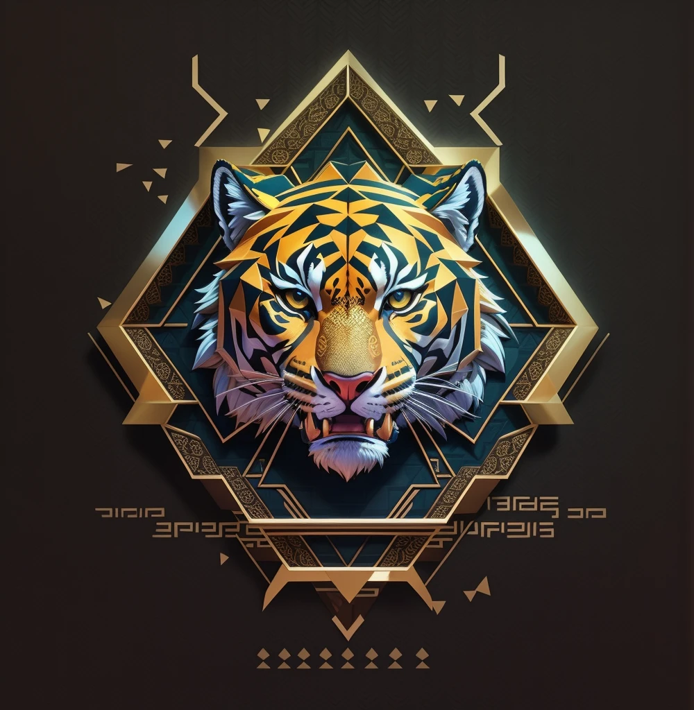 arafed image of a tigre with a geometric design, tigre head, tigre, ((tigre)), tigre face, intricate 3 d illustration, tigre_will do, highly detailed illustration, detailed digital 3d art, anthropomorphic tigre, Low Poly Vector Illustration, highly detailed vector art, stunning detailed art style, half tigre, sacred tigre