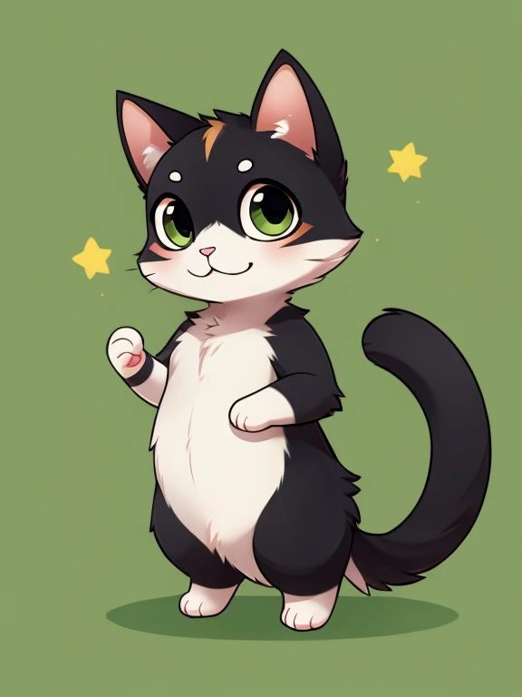 a cat,chibi,full body,green background,