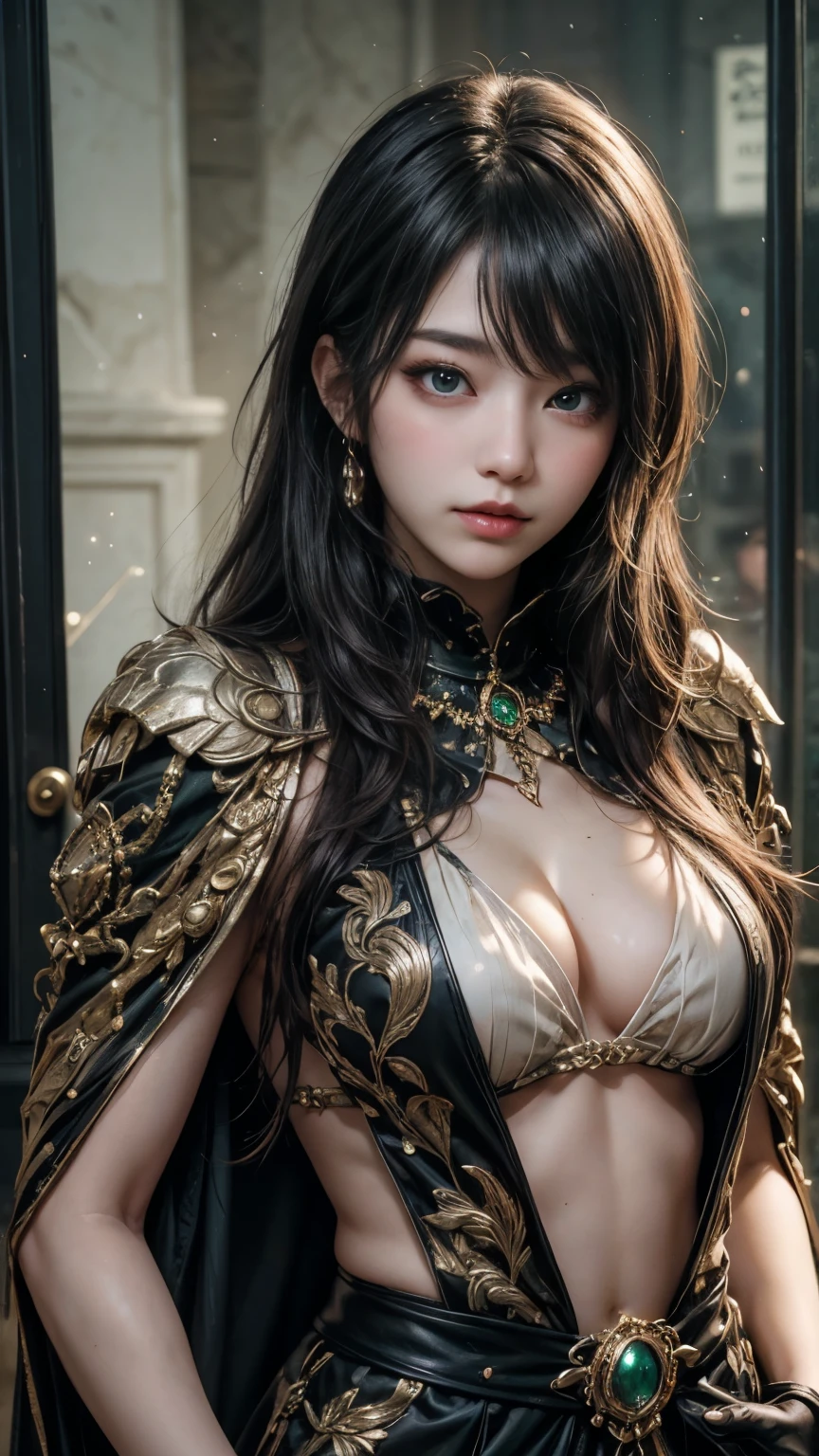 (Highest qualityのディテール)、Realistic、8kウルトラHD、High resolution、(One Girl:1.2),(Fatal Beauty,Attractive beauty) ,(A supple and powerful physique),(Sensual charm),(Mysterious charm:1.1),(Captivating silhouette),The 超detailedな、High quality textures、Intricate details、detailed、非常にdetailedなCG、High Quality Shadows、detailed 美しく繊細な顔、detailed 美しく繊細な目、Written boundary depth、Ray Tracing、20th Generation、Cute K-Pop Girls、(The Face of Ulzan in Korea)、Thin face、(Urzan-6500-v1.1:0.6)、PurerosFace_v1、Glowing Eyes、Perfect body、 Viewer Display、(Highest qualityのディテール:1.2)、Realistic、8kウルトラHD、High resolution、Woman close up， realistic girl rendering, 8k artistic german bokeh, Enchanting girl, Real Girls, Gurwitz, Gurwitz-style 美術work, Girl Roleplay, Realistic 3D style, cgstation Popular Topics,, 8kポートレートレンダリング,（truth，truth：1.4），(Sparkling eyes girl:1.2)、The 超detailedな、High quality textures、Intricate details、detailed、非常にdetailedなCG、High Quality Shadows、detailed 美しく繊細な顔、detailed 美しく繊細な目、Written boundary depth、Ray Tracing、20th Generation、Cute K-Pop Girls、(The Face of Ulzan in Korea)、Thin face、(Urzan-6500-v1.1:0.6)、cheek、Glossy Lips、The Poisonous Magician,Ominous Black Robe,glowing green eyes,He has a staff with a snake design,Mysterious green flame,Poison mist swirls,Ancient Spell Book,Dark stone castle interior,detailedな難解なシンボル,Menacing look,Strong posture,Black and green magical aura,thorny vine,Glowing potions on shelves,Dark leather gloves with intricate patterns,An ominous full moon seen from the window,Shabby cloak,Deep Shadow,Emerald gemstone on a walking stick,(Highest quality,4K,8k,High resolution,masterpiece:1.2),非常にdetailedな,(Realistic,photoRealistic,photo-Realistic:1.37),High resolution,超High resolution,Studio Lighting,Sharp focus,Physically Based Rendering,非常にdetailedな説明,Professional,Vibrant colors,Bokeh,