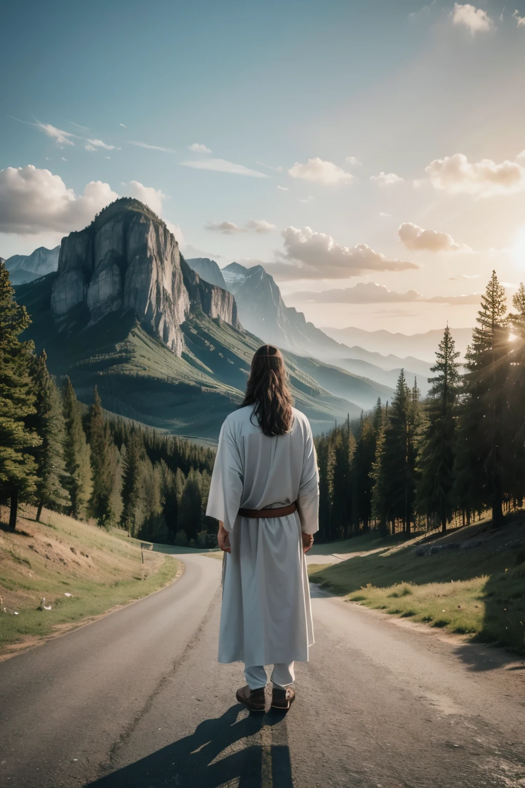 Create images of Jesus Christ with landscape 