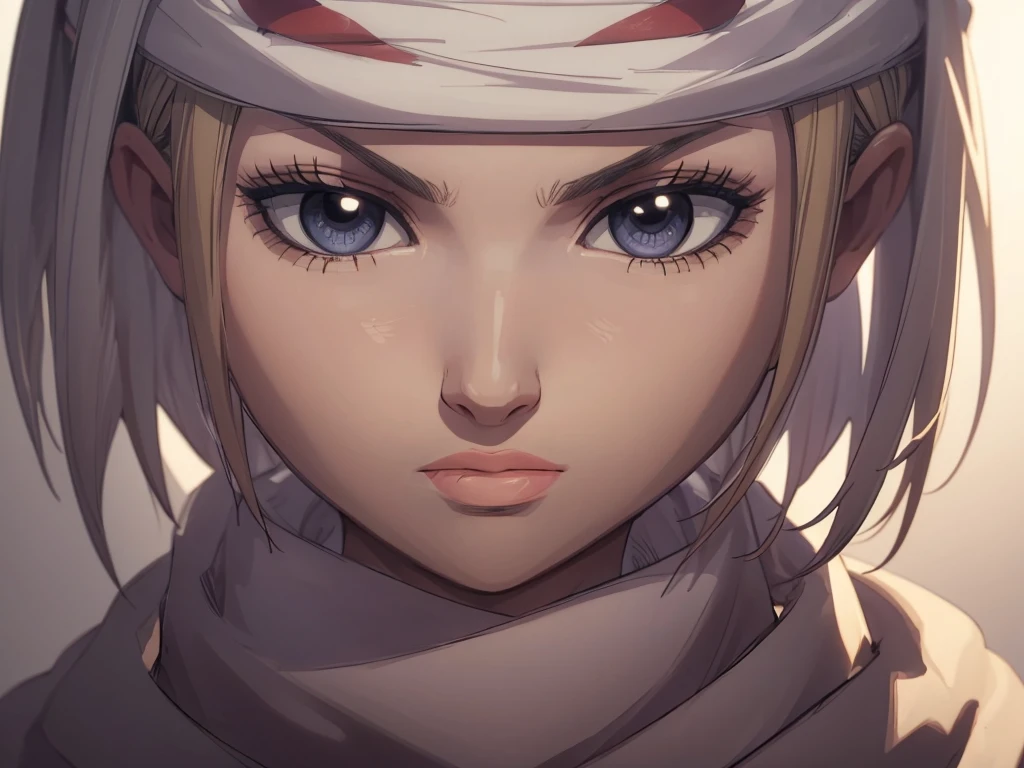 Empty eyes masterpiece), best quality, high resolution blonde 1girl bob cut medium hair standing alone cowl headband profile image looking at viewer beautiful eyes beautiful face extremely detailed violet clothing empty eyes (tongue out)