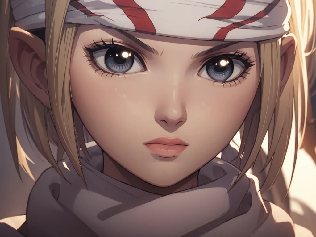 Empty eyes masterpiece), best quality, high resolution blonde 1girl bob cut medium hair standing alone cowl headband profile image looking at viewer beautiful eyes beautiful face extremely detailed violet clothing empty eyes (tongue out)