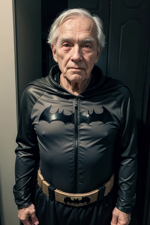 Elderly man in batman costume