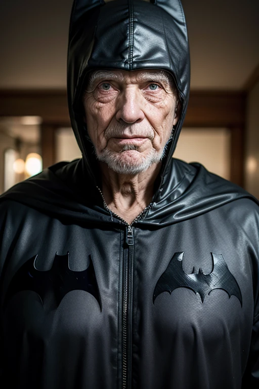 Elderly man in batman costume