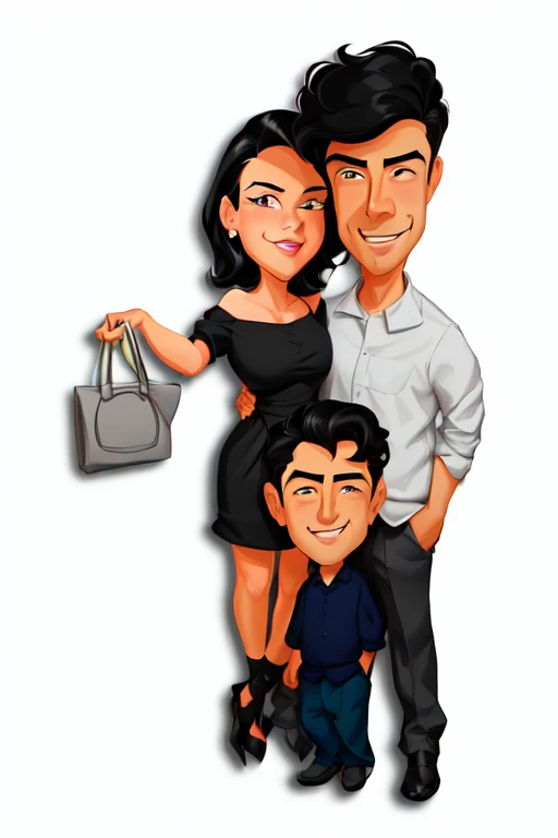 cartoon of a man and woman with a standing next to each other, husband wife and son, in cartoon style, cartoon artstyle, cartoon digital art, digital art cartoon, charicature, happy family, cartoon image, cartoon style illustration, caricature style, cartoon art style, cartoon digital painting, by Viktor Oliva, portrait of family of three, 8K