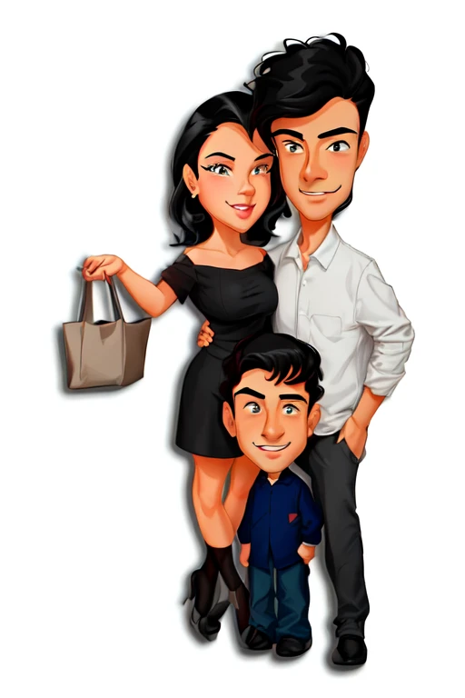 cartoon of a man and woman with a standing next to each other, husband wife and son, in cartoon style, cartoon artstyle, cartoon digital art, digital art cartoon, charicature, happy family, cartoon image, cartoon style illustration, caricature style, cartoon art style, cartoon digital painting, by Viktor Oliva, portrait of family of three, 8K