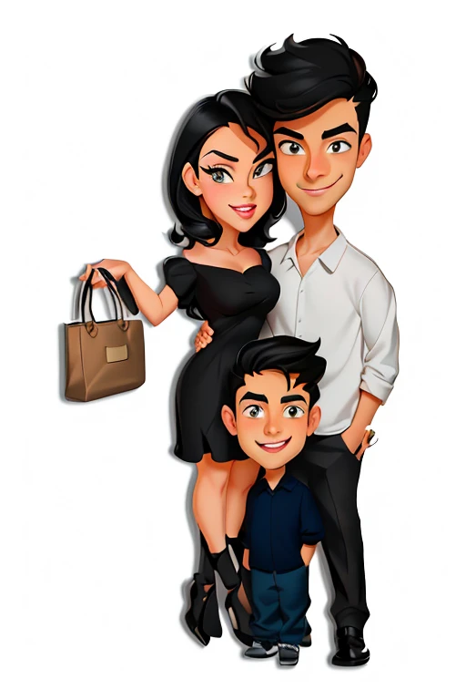 cartoon of a man and woman with a  standing next to each other, husband wife and son, in cartoon style, cartoon artstyle, cartoon digital art, digital art cartoon, charicature, happy family, cartoon image, cartoon style illustration, caricature style, cartoon art style, cartoon digital painting, by Viktor Oliva, portrait of family of three, 8K