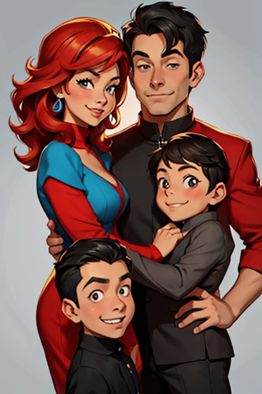 cartoon of a man and woman with a  standing next to each other, husband wife and son, in cartoon style, cartoon artstyle, cartoon digital art, digital art cartoon, charicature, happy family, cartoon image, cartoon style illustration, caricature style, cartoon art style, cartoon digital painting, by Viktor Oliva, portrait of family of three, 8K