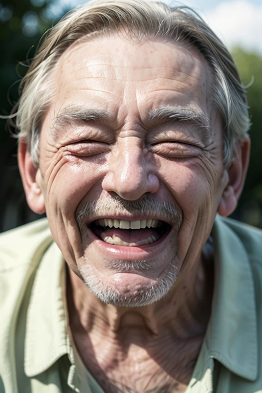 Elderly man laughing