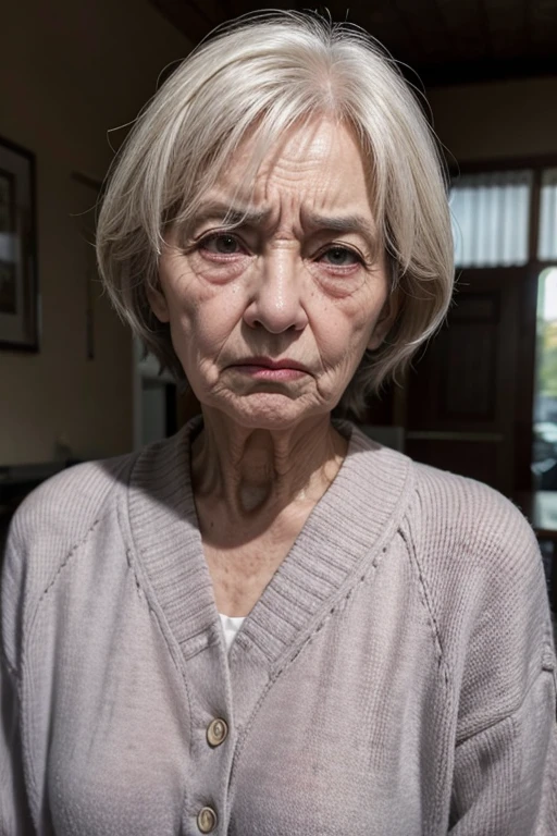 Angry elderly woman