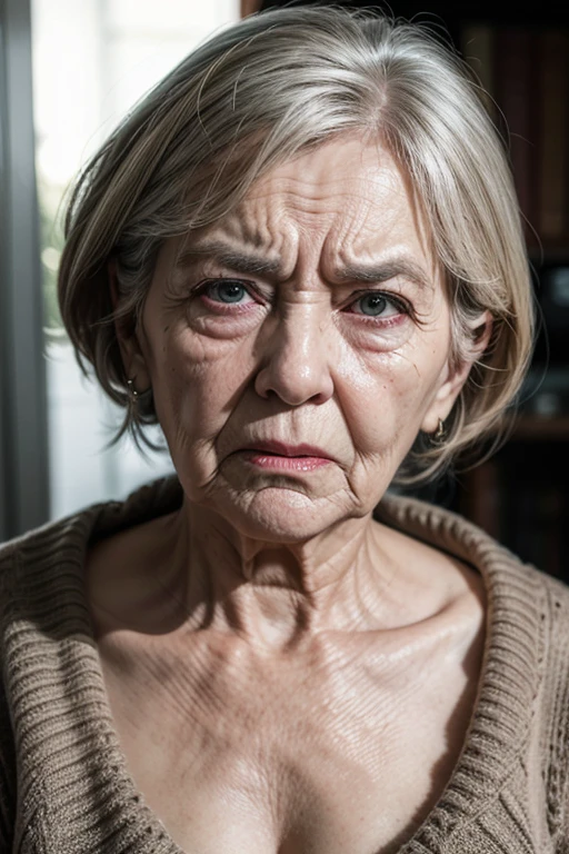 Angry elderly woman