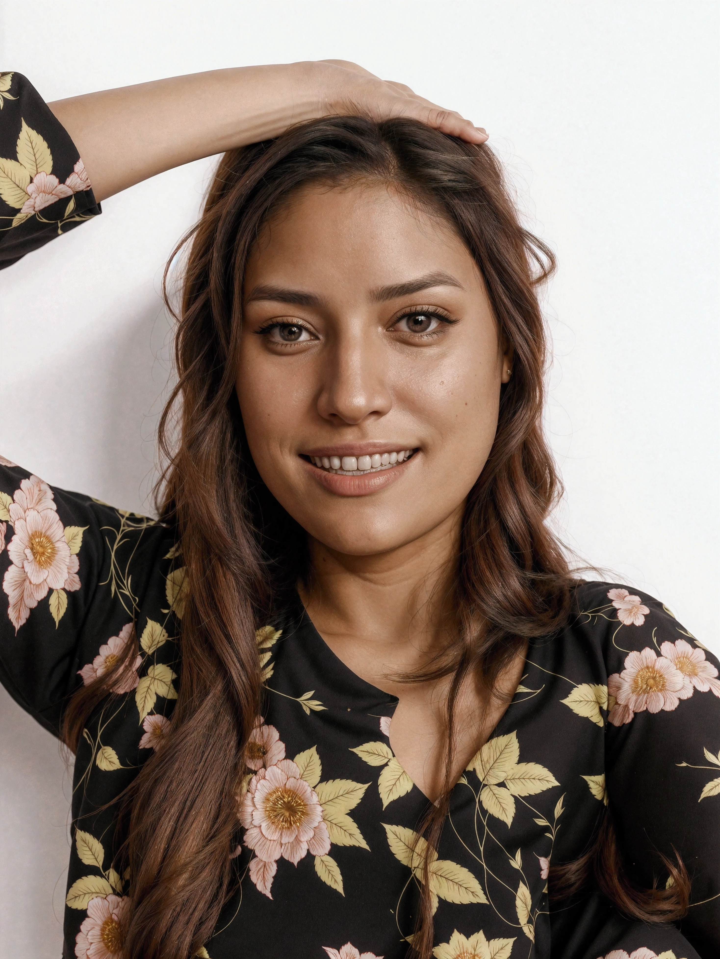 there is a woman that is smiling and posing for a picture, fernanda suarez, malika favre, andrea rocha, frontal picture, selfie of a young woman, very very low quality picture, ayahausca, alanis guillen, professional profile picture, by Nándor Katona, headshot profile picture, profile image, marischa becker make the face ultra relistic