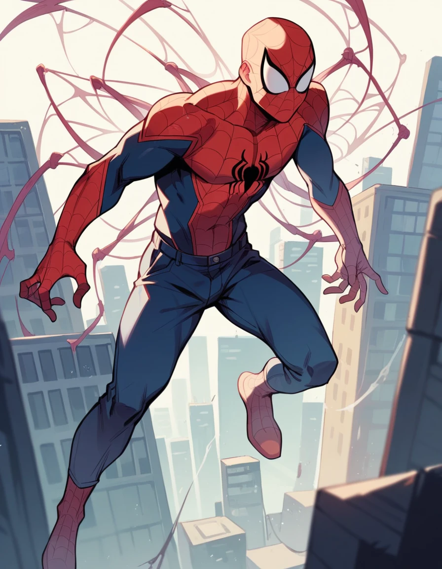 A Spider-Man in Cybernetic City, ultra detail, high resolution, anime, companies