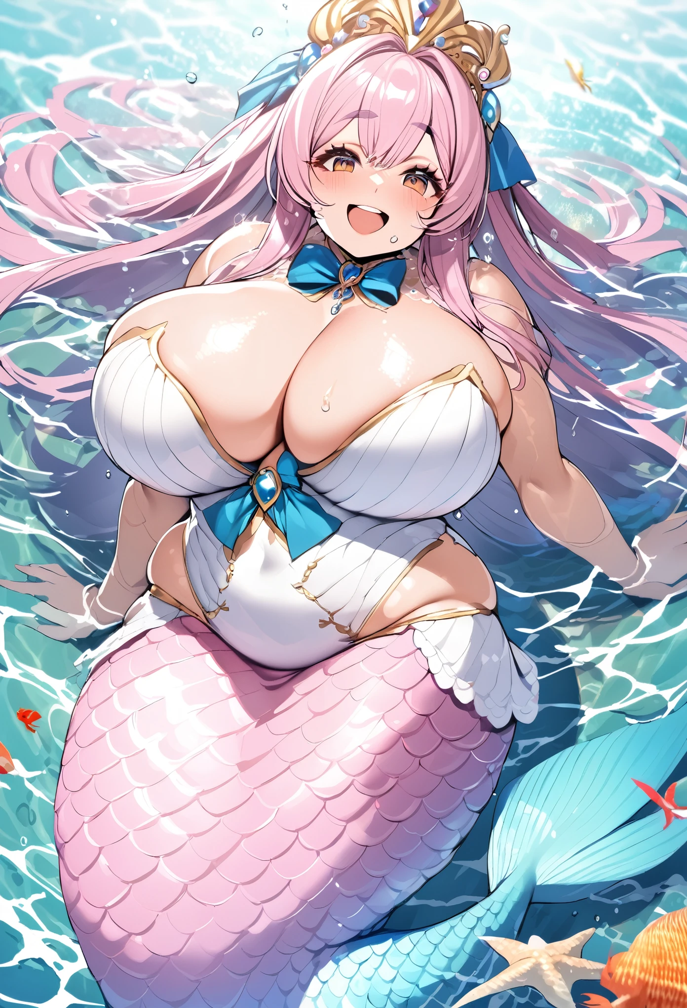 mermaid, plump, big beautiful breasts, in the ocean, thick, curvy