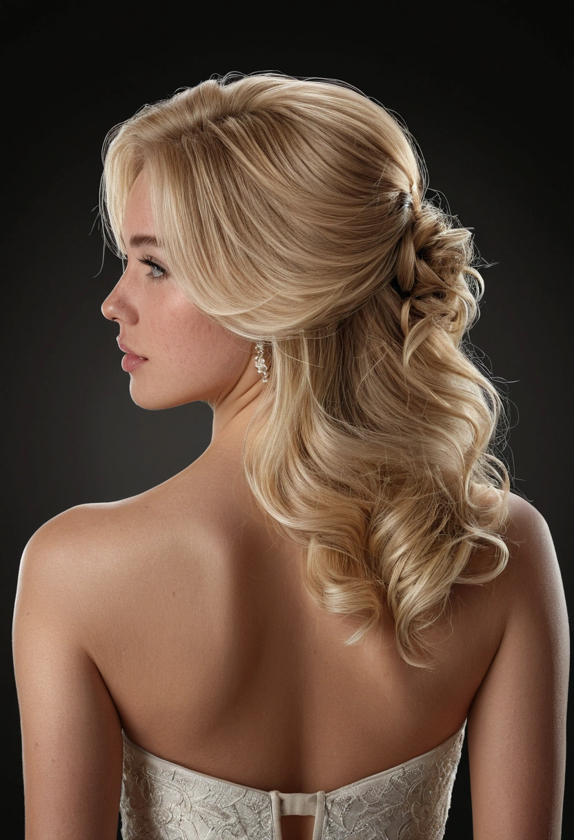 realistic young blonde woman, view from behind, nice detailed ass, studio lighting, photorealistic, high resolution, 8k, best quality, intricate details, detailed facial features, detailed hair, detailed skin, cinematic lighting, dramatic lighting, elegant pose, sensual, erotic, feminine, beautiful