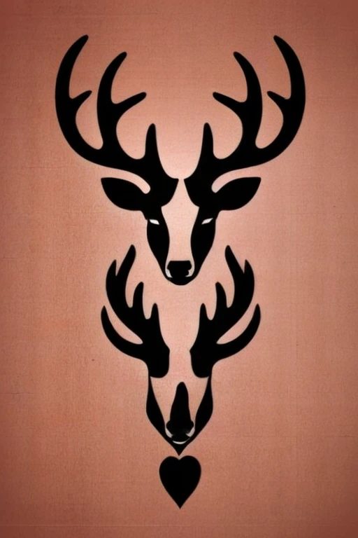 stencil vector neotribal tattoo deer inside a heart with stars around it with the words I AM ABUNDANCE 