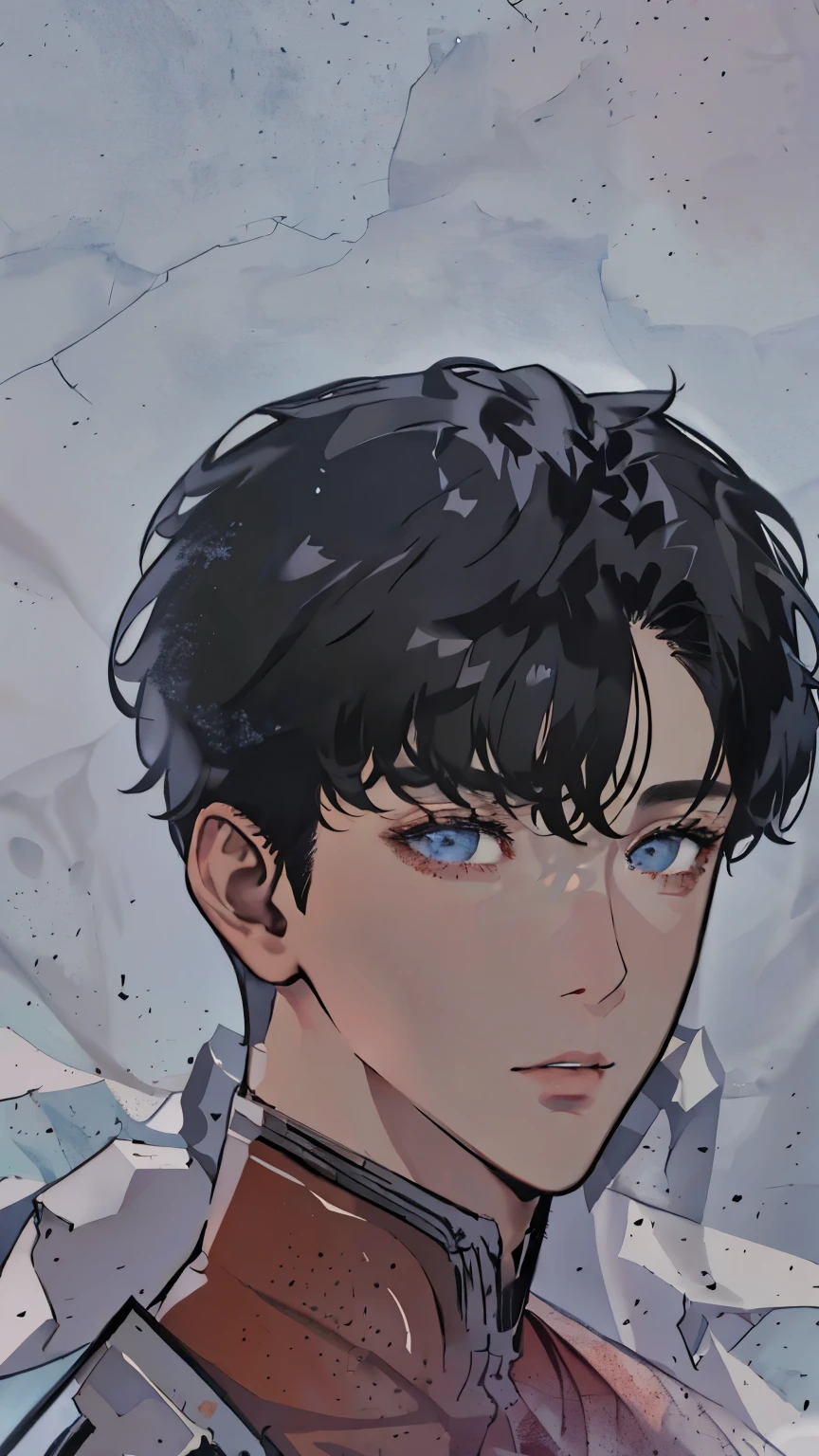 1boy, Black hair, Short hair, With gray eyes, Detailed eyes, solofocus, Simple background, armor, Male focus, Solo, standing, sung jinwoo, Portrait,, (Masterpiece:1.0), (Best quality:1.0), (8K wallpaper:1.0), (Beautiful detailed face:1.0), (Detailed deep eyes),  Deep eyes, view the viewer,