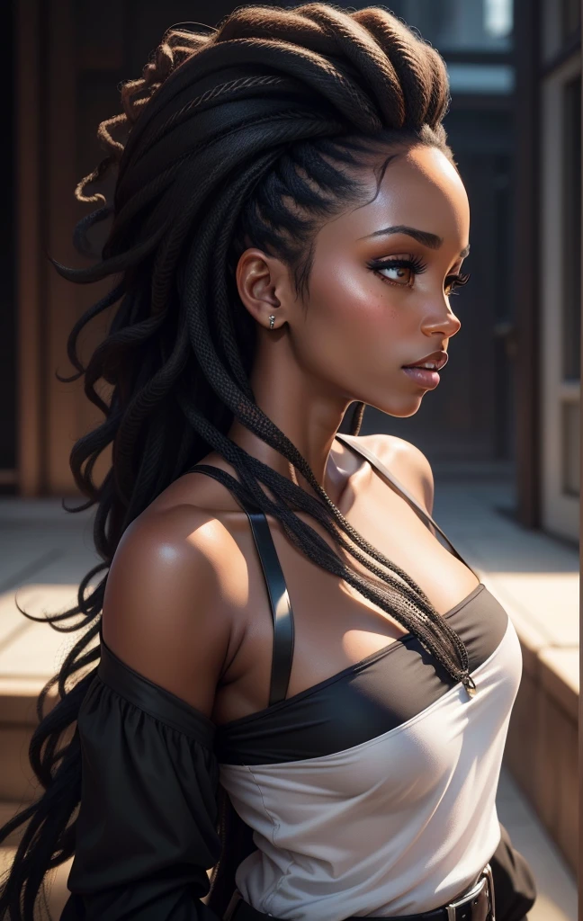 Beautiful black woman , hyper realistic , profile picture , 4k , beautiful face