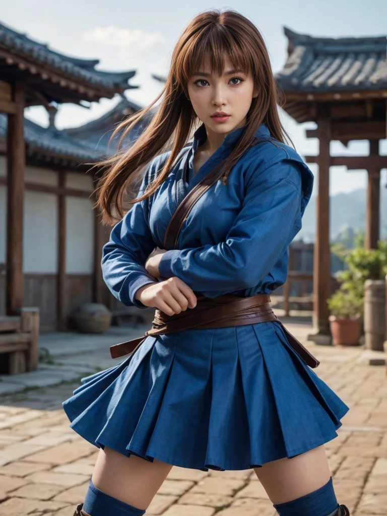 Kasumi, brown eyes, (best quality, ultra-detailed), (realistic:1.37), beautiful and detailed face, ultra-realistic texture, delicate face, delicate body, strong red lipstick, bright colors. High definition, 8K. angry expression