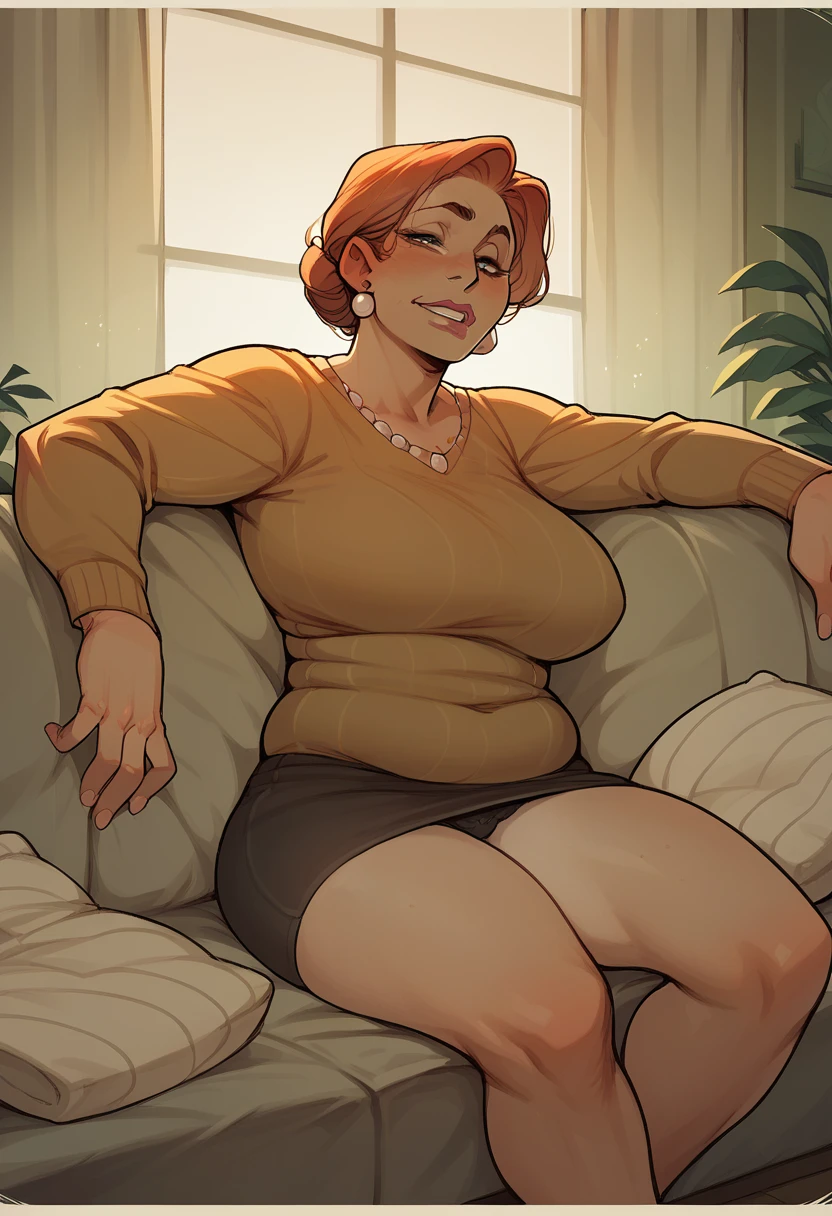 mother and dad sitting on the couch, milf and dilf