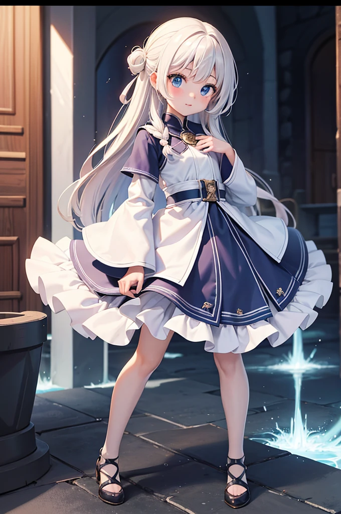 Fantasy RPG character, 16-year-old girl, healing magic user, white mage, white robe, ((full body)), ((anime)), ((best qualtiy, 8K, tmasterpiece:1.3)), Focus:1.2, perfect figure beautiful girl:1.4, 1girl, cowboy shot, look at viewer, eyes facing the camera, incredibly absurd, beautiful and cute girl, showcasing top-quality craftsmanship, cute, neat