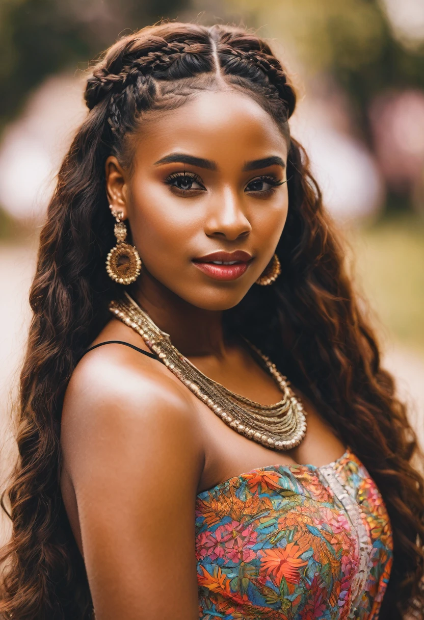 Beautiful brown skin girl with briads 