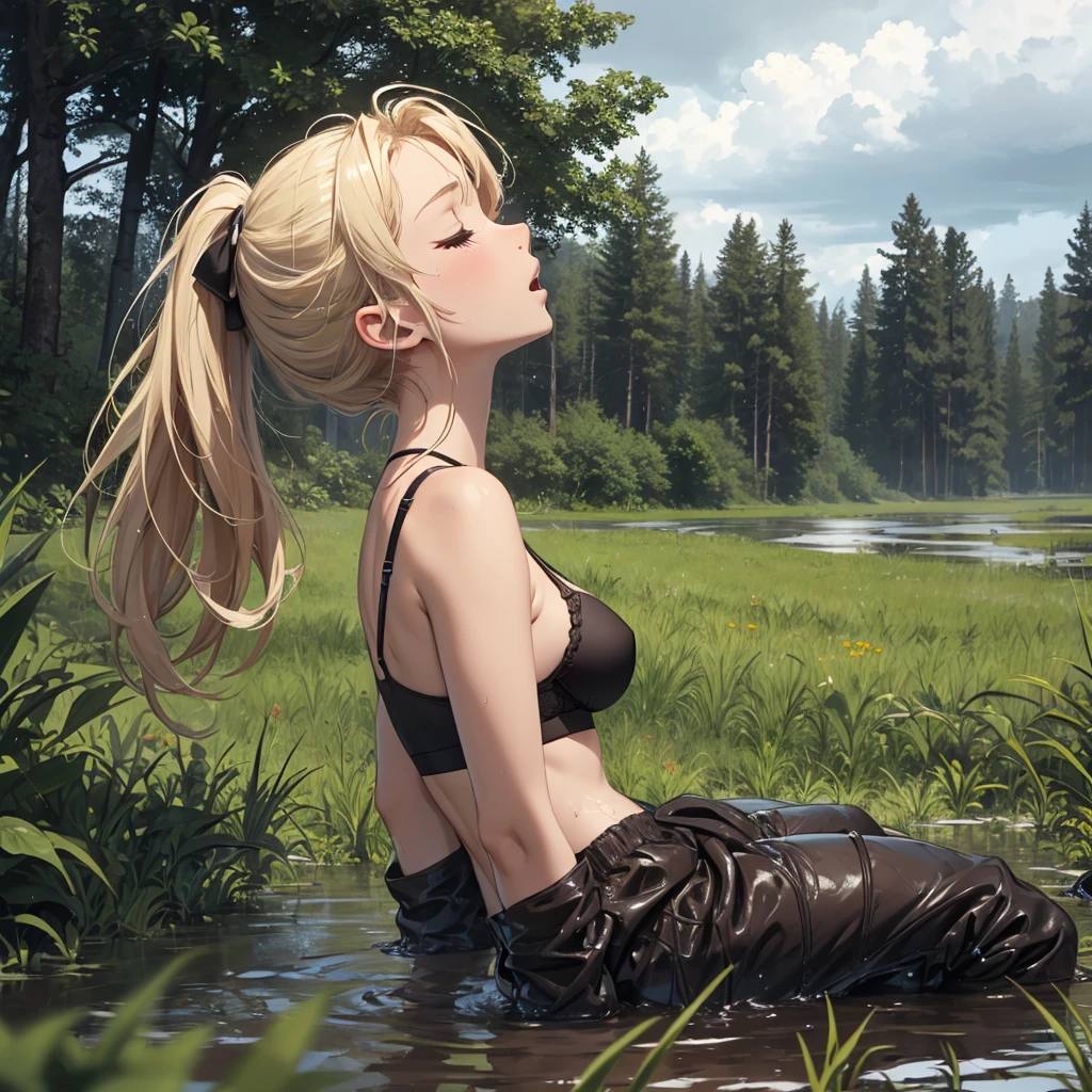 Masterpiece, One Girl, Top Quality, Very Delicate and Beautiful, Very Detailed, Best Rendition, ((8K High Quality Detail Pictorial Art)), (Pictorial Art)), Mystic, Elven Beautiful Girl, Mythical Painting,

simple bikini,

center of the lake, white light, shooting from the back, kneeling, white lily, playing in the water, small fish, soap bubbles,

, light, smooth skin, small breasts, slender, (((white skin)), colorful lips, super delicate hair, clear eyes, small buttocks, long hair, petite, super cute, short stature, transparent hair, thin blonde, round eyes, --auto