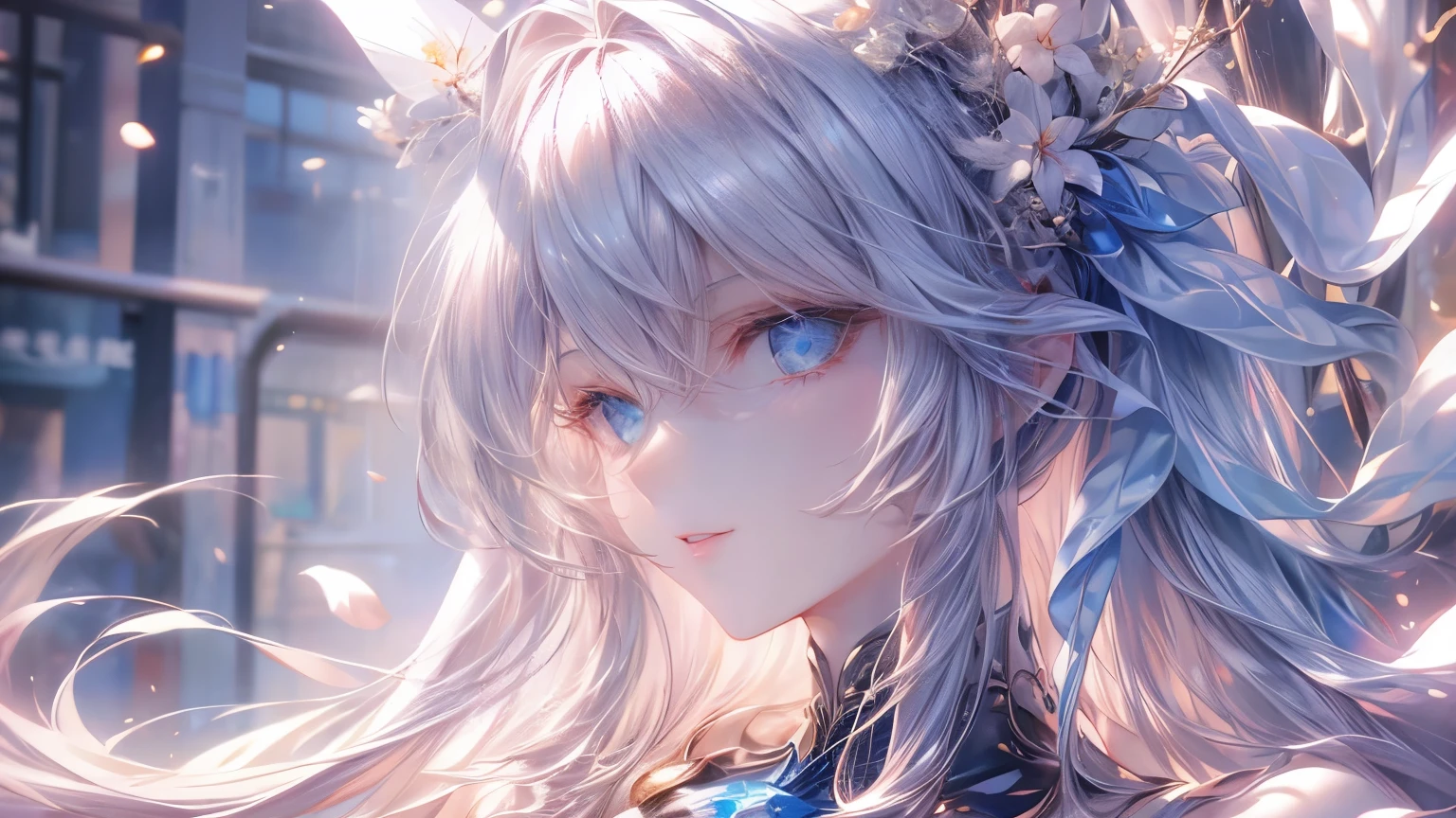 ((masterpiece、top-quality))、the Extremely Detailed CG Unity 8K Wallpapers、Shisha Bar、Smoke is flowing、Detailed background、beautifull detailed face、beatiful detailed eyes、highly contrast、long hair, wavy hair, bangs, eyes visible through hair, gradient hair, happy, cardigan,Midnight、The best lighting、extremely delicate and beautiful、Very delicate and beautiful girl、The whole body is reflected、tilt of the head、young、20 years old、Live-action anime、