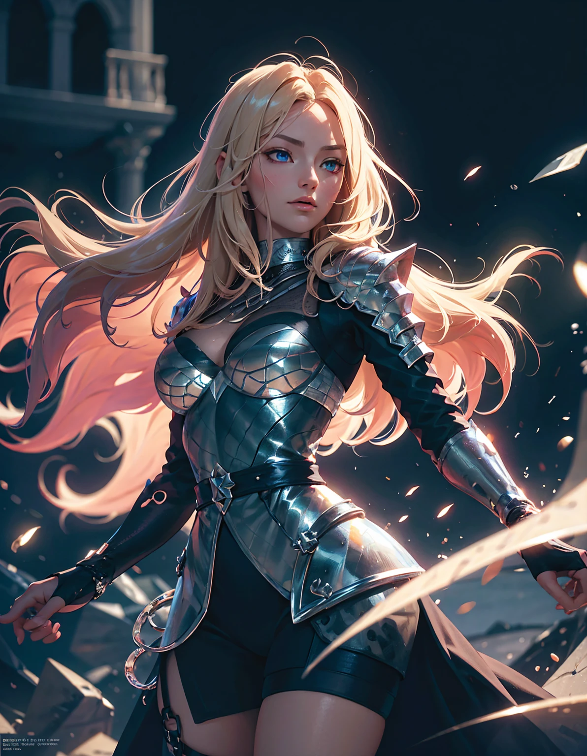 Detailed textures, high quality, high resolution, high accuracy, realism, color correction, correct lighting settings, harmonious composition.1girl, long hair, blonde, red eyes,(ultra detailed eyes), form fitting, cleavage, armor off, melancholic, battlefield, wind blown hair, open field, masterpiece, best quality, very aesthetic, absurdres, newest, ai-generated, intricate details, realistic, photorealistic