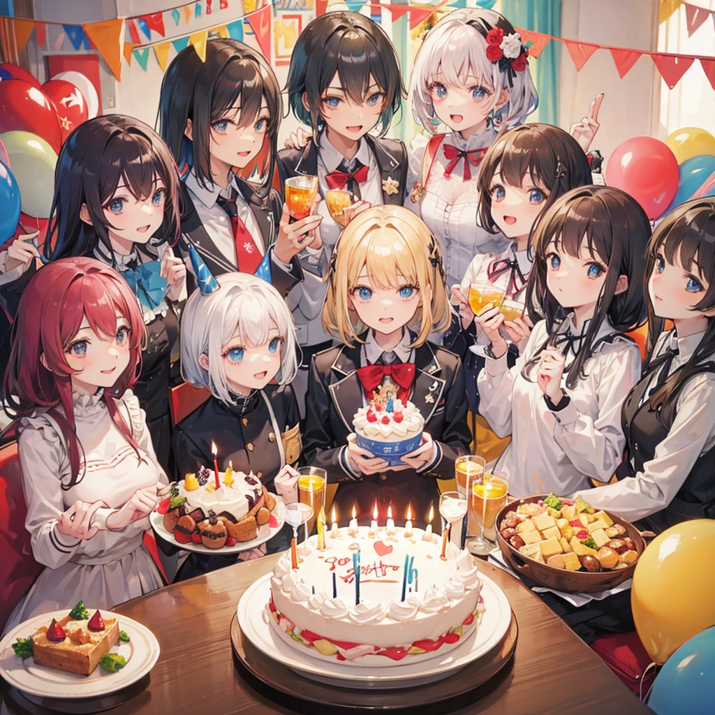 6 people celebrating a birthday together