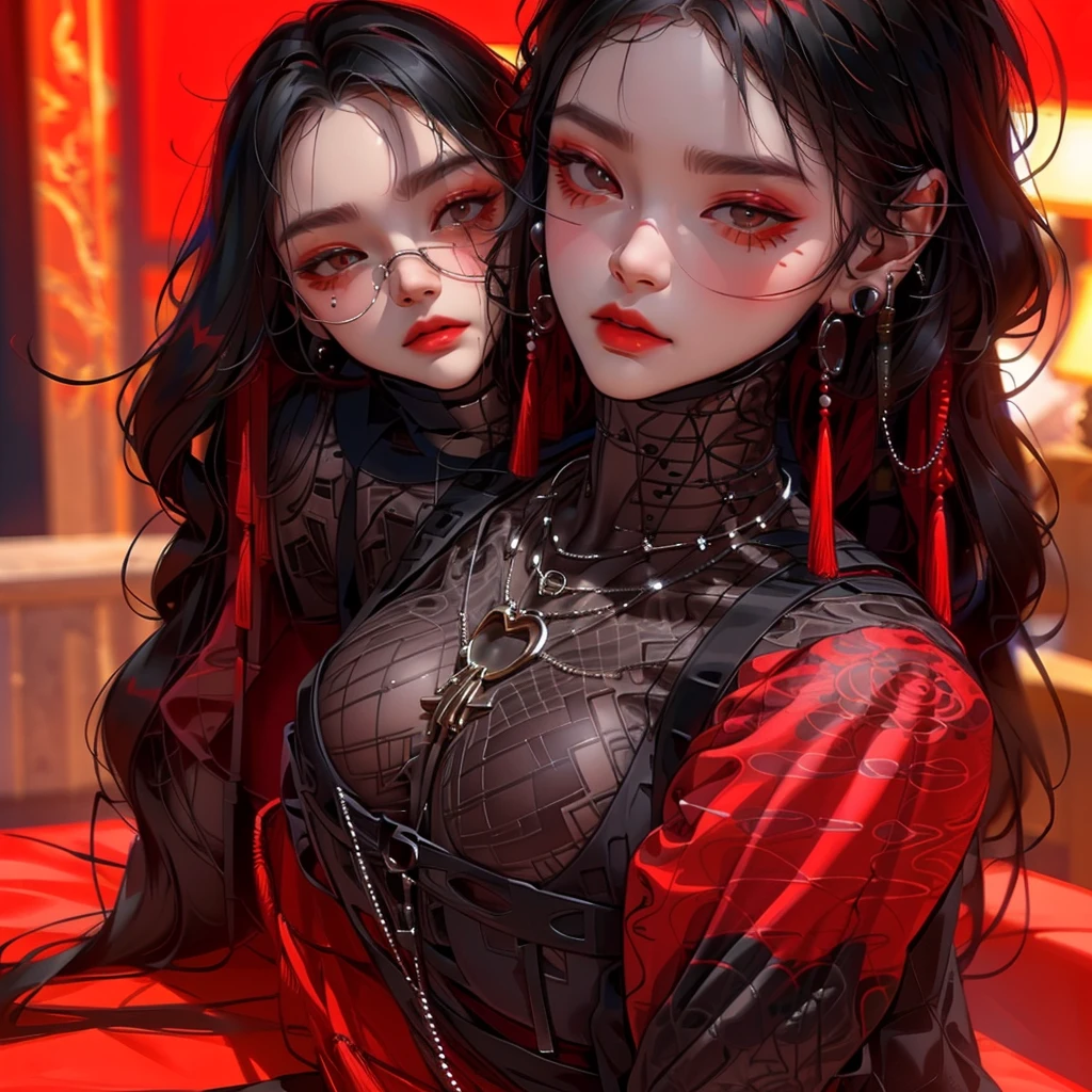 A long black hair girl, wears student uniform, night, sitting on bed, dim bedroom, black eyes, glossy lips, unbothered expression, judging expression, arrogant expression, evil girl, mean girl, villian, villianess, (elegant), (sexy), (devine), (brilliant), (splendid), tall, (mature), stunning, beautiful, aethereal, (1girl), solo girl, full body, (full body), nipples, (luxury bedroom), hearts, shadow, dim light, cinematic, highest quality, extremely detailed, masterpiece, detailed background