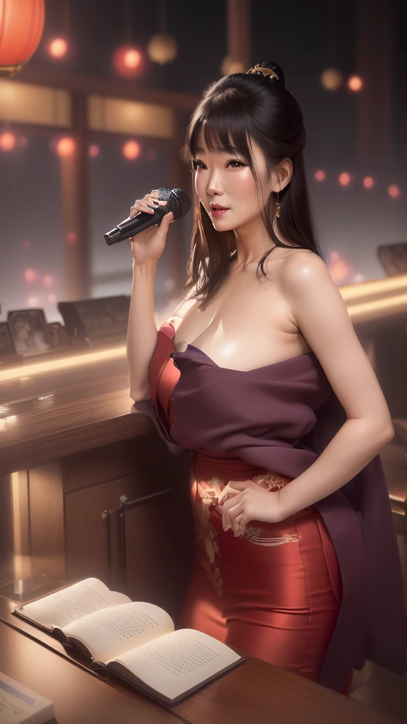 Asian woman in her fifties holding a microphone and a book, Trending on cgstation, Trending on cgstation, Beautiful Asian Girl, topless,, Her chest is a C cup, Gorgeous Chinese Model, Young and pretty girl, Japan Female Announcer, Revealing clothing, She has , Sexy Girls, Real young gravure idol, Young Sensual Gravure Idol