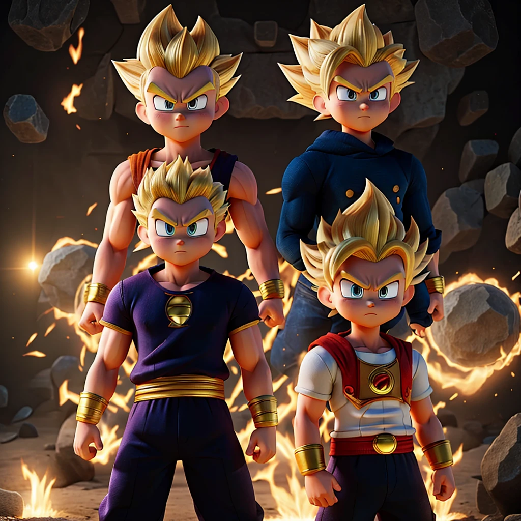 only Super Sayanjin Vegeta with a serious expression looking fixedly at the camera, in the center of the image