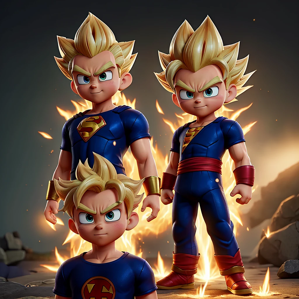 only Super Sayanjin Vegeta with a serious expression looking fixedly at the camera, in the center of the image