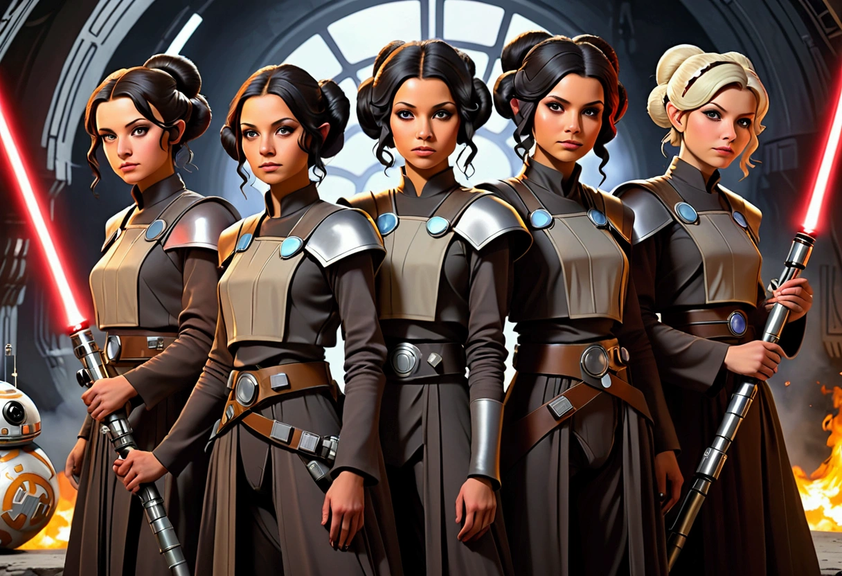 (Star Wars Acolyte) A group of lesbian space witches (not the hot kind, plain to a little ugly) scissor and have a lesbian orgy while a few of the older ones chant, stone fortress

