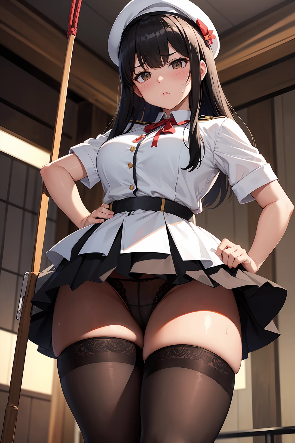 One femininity、Many people々々、Beautiful women、soldier、military base、女性性soldier、crowd、jet black military uniform、beret、Short tight skirt、soldier、40 years old、Model standing、Hands on hips、Looking down at the viewer, Long Hair、Swing the whip、Man being tortured、bangs, Highest quality, Focus on the thighs, Angry face、rage、panties、Plump thighs、big 、big Ass、 good、Black Hair,My thighs are steaming between my legs 、Sweaty Pantyhose、パンストの下のpanties、good、Black Pantyhose、Angle from directly below、Hold the whip、Throb、crowdを誘惑する、Acme convulsions、Obscene sound effects、Naughty sound effects、The soles of my feet are sweaty、odor, Sweaty Feet、Raise one leg